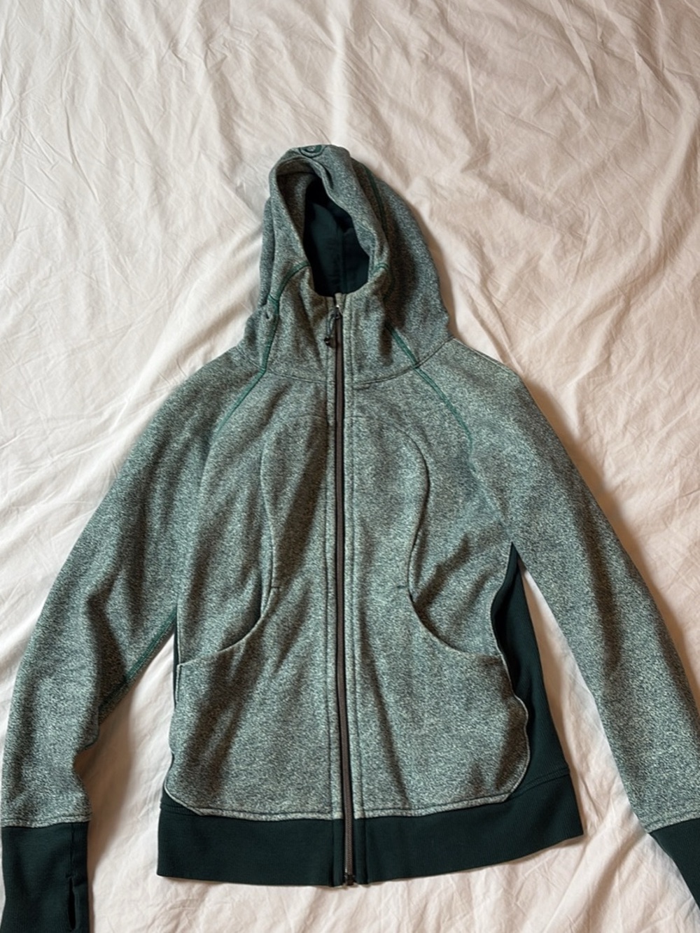lululemon athletica Heathered Green Zip-Up Hoodie Jacket